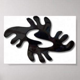 Poster Noir Adinkra-peace brillant