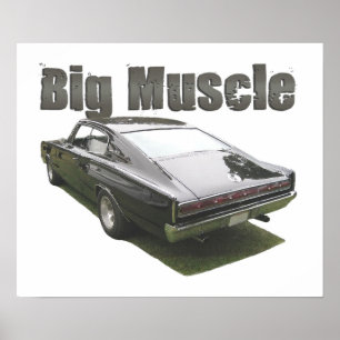 Poster noir "Big Muscle" 1967 Dodge Charger