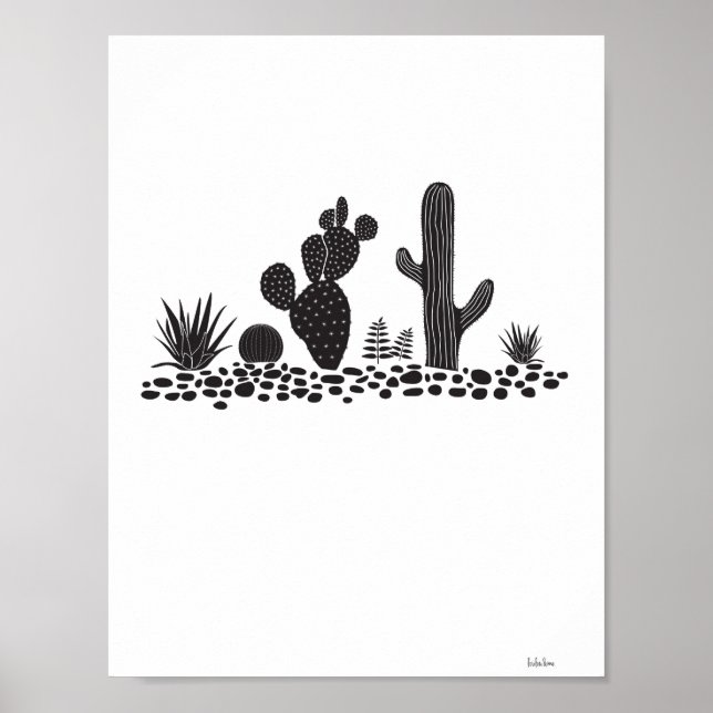 Poster noir & blanc Cactus et succulents (Devant)