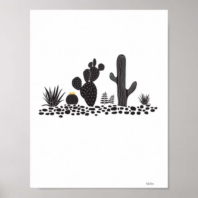 Poster noir & blanc Cactus et succulents (Devant)