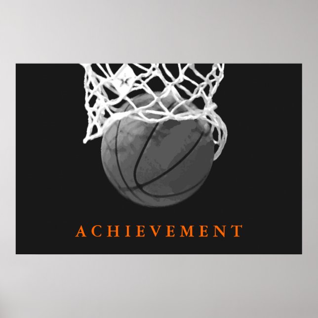 Poster noir blanc de basket-ball (Devant)