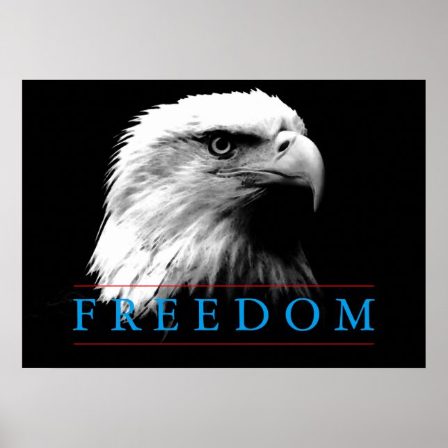 Poster noir blanc Liberté American Eagle (Devant)
