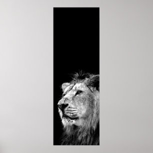 Poster noir blanc Lion Door - Photo d'animaux