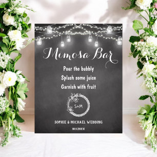 Poster noir blanc Mimosa Bar String Lights