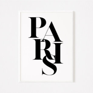 Poster noir blanc minimaliste Paris