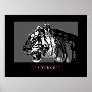 Poster noir blanc Motivational Leadership Tiger