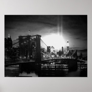 Poster noir blanc New York City Brooklyn Bridge