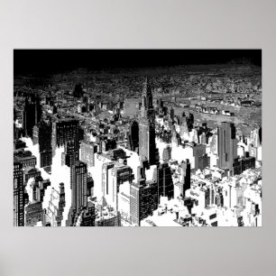 Poster noir blanc New York City Panorama