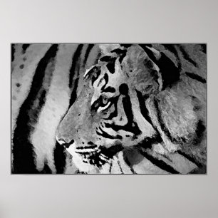 Poster noir & blanc Tiger imprimé