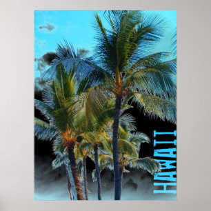 Poster noir de palmier d'Hawaii