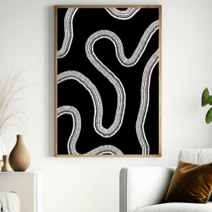Poster noir et blanc d'art Abstrait moderne