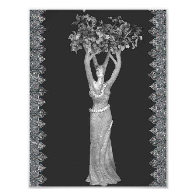 Poster noir et blanc de la déesse Arbre (Devant)