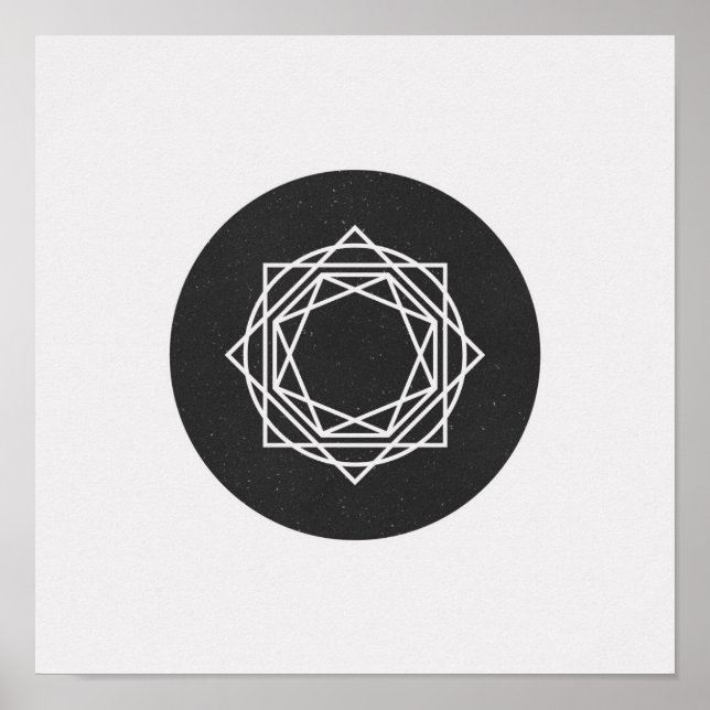 Poster noir et blanc du cercle minimal (Devant)