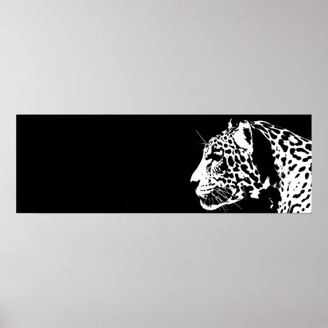 Poster Noir et blanc Jaguar Pop Art (Devant)