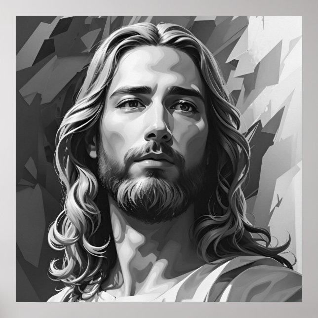 Poster noir et blanc Jésus (Devant)