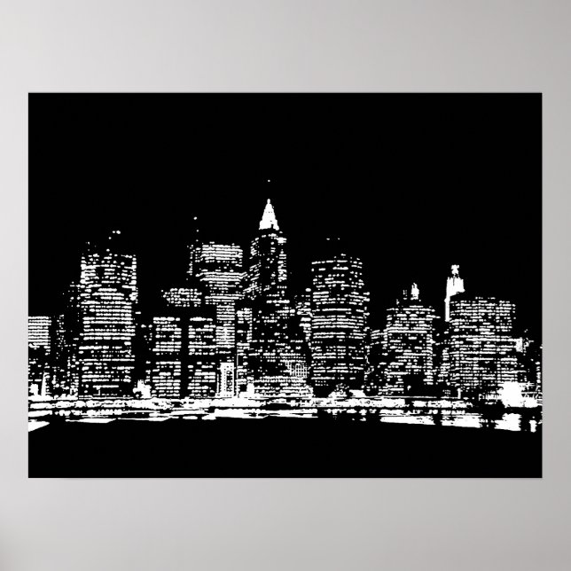 Poster noir et blanc New York City Pop Art (Devant)