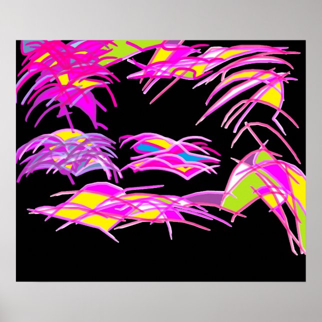 Poster noir et violet éclatant couleurs vives et v (Devant)