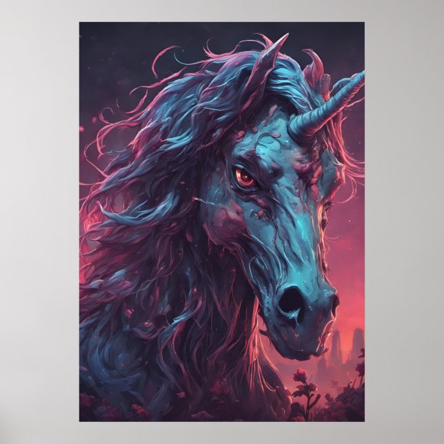 Poster noir Zombie Unicorn (Devant)