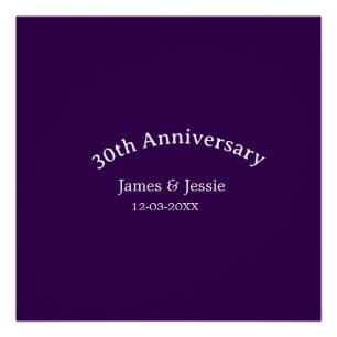 Poster nom de date d'anniversaire de mariage 30 ans viole