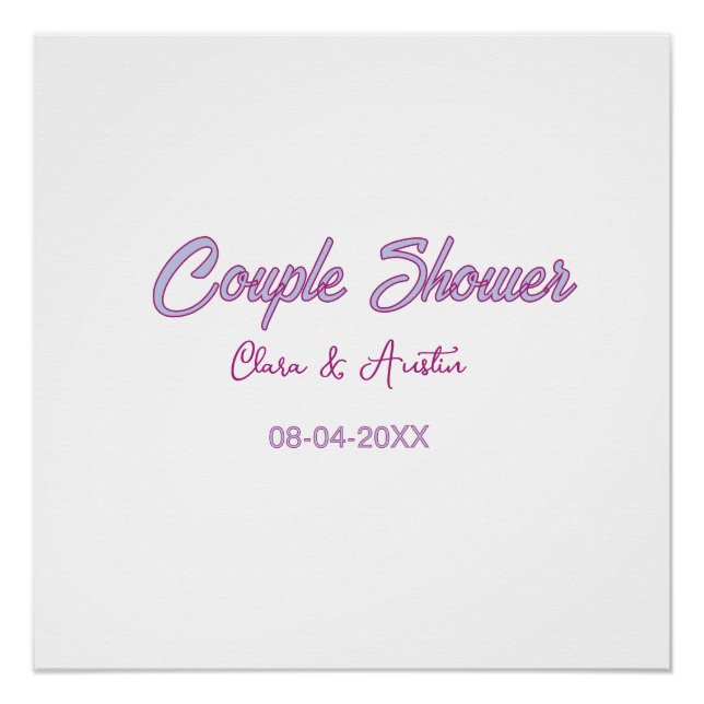 Poster nom de douche de couple date gris tendance simple  (Devant)