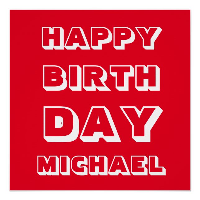 Poster Nom de la Personnaliser, Joyeux anniversaire, Roug (Devant)