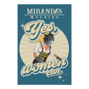 Poster Nom de l'atelier personnalisé de la femme soudeuse