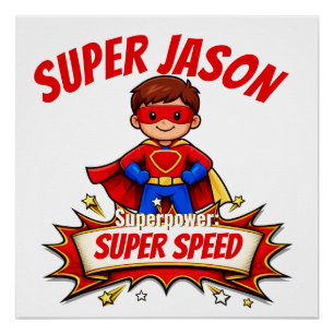Poster Nom de super-héros personnalisé pour enfants