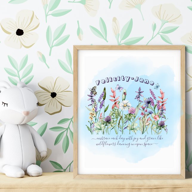 Poster Nom personnalisé Dire un Fleur sauvage de citation (Créateur téléchargé)