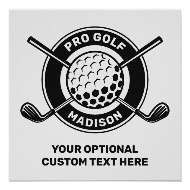 Poster Nom personnalisé et golf de texte (Devant)