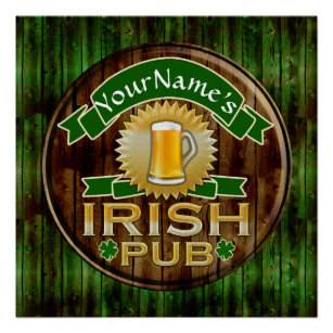 Poster Nom personnalisé Irish Pub Signer la Saint Patrick