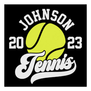 Poster NOM Personnalisé Tennis Lecteur Racket Ball Court