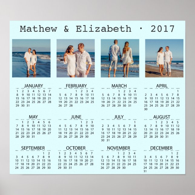 Poster Noms de couple et photos | Calendrier photo 2017 (Devant)