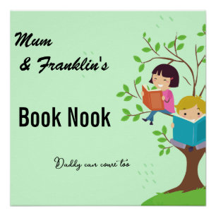 Poster Nook de livre de maman et d'enfant. Noms et texte 