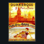 Poster Nord-Pas-de-Calais vintage, Dunkerque, France -<br><div class="desc">Dunkerque est une commune du département du Nord dans le nord de la France. Il se trouve à 10 kilomètres de la frontière belge.</div>