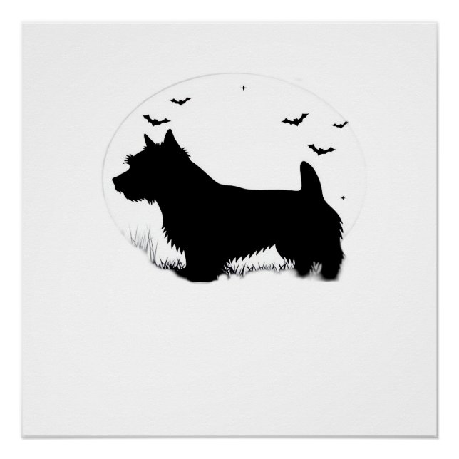 Poster Norfolk Terrier Chien � Silhouette de la Lune d'Ha (Devant)
