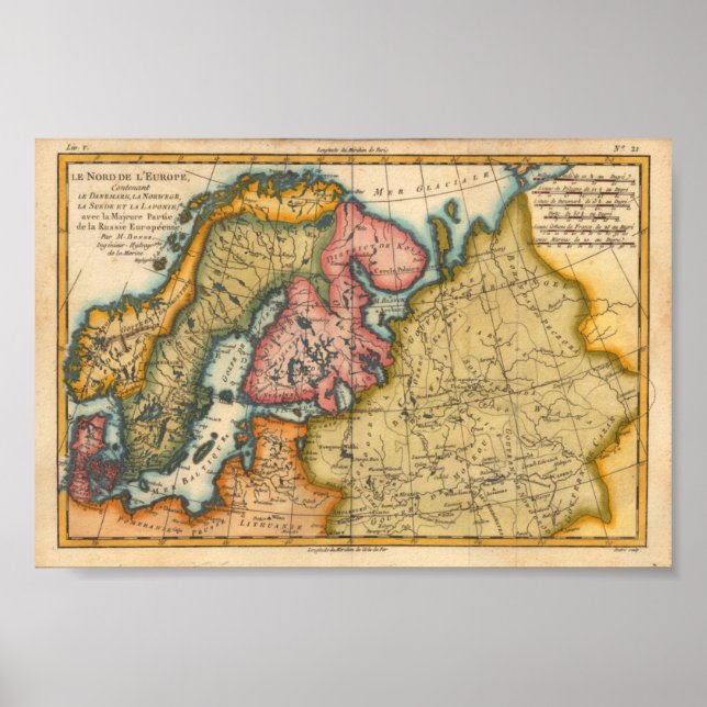 Poster North Europe Bonne, M. 1760 Reproduction (Devant)