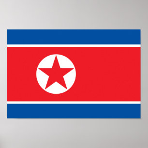 Poster North Korea Flag