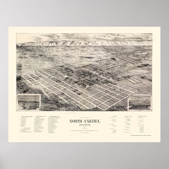 Poster North Yakima, WA Carte panoramique - 1889 (Devant)