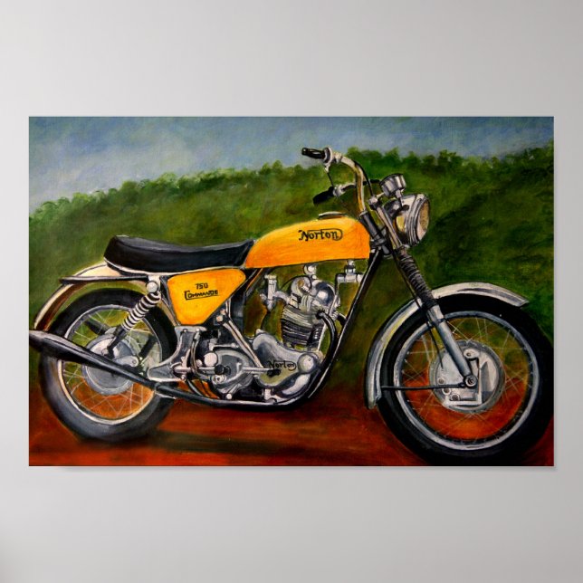 Poster norton commando moto peinture jaune (Devant)