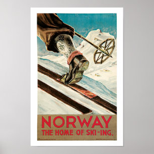 Poster Norvège ~ La maison du ski