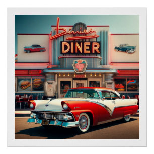 Poster Nostalgia Chevy et Diner