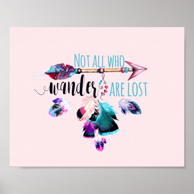 Poster Not All Who Wander Are Lost Bohemian (Devant)