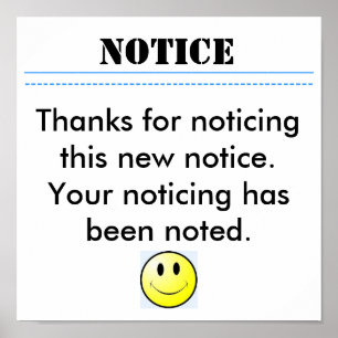 Poster NOTICE, Merci d'avoir remarqué ce nouveau no...