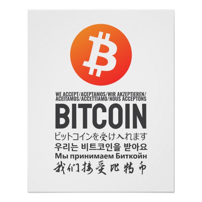 Poster Nous Acceptons Bitcoin (Multilingual) (Devant)