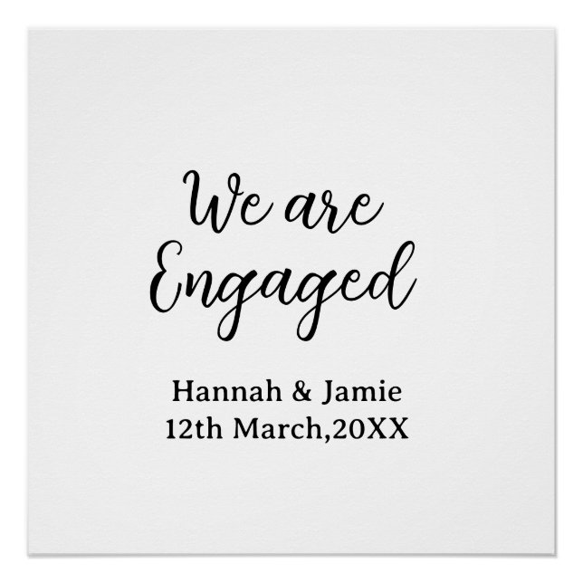 Poster Nous sommes fiancés nom date calligraphystylish (Devant)