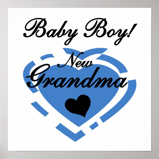 Poster Nouveau Grand-mère Baby Boy Blue Heart Cadeaux (Devant)
