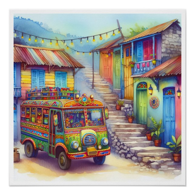 Poster NOUVEAU HAÏTI unique, Aruba, Antigua (Devant)