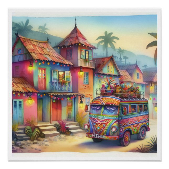 Poster NOUVEAU HAÏTI unique, Aruba, Antigua (Devant)