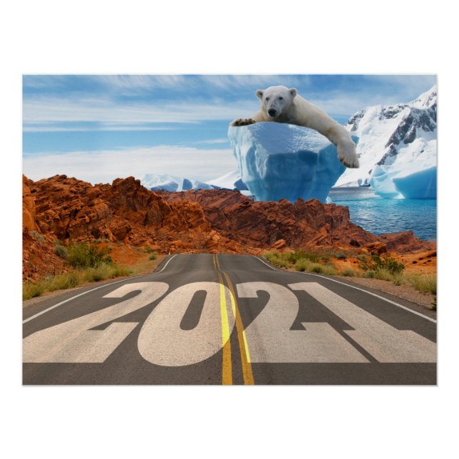 Poster Nouvel An 2021, Réchauffement climatique et change (Devant)