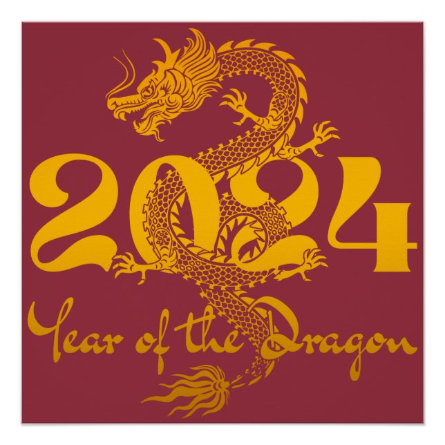 Poster Nouvel An chinois 2024 Année du Dragon (Devant)